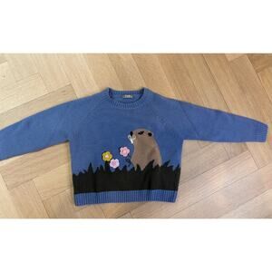 Il Gufo - Beaver Girls Blue Pullover 100% Wool Sweater - 6A